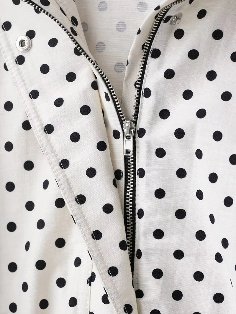 Women's Jackets Fashion Polka Dot Bomber Jacket Spring Women Long Sleeve Loose Jackets Coats Streetwear Female Outerwear Tops