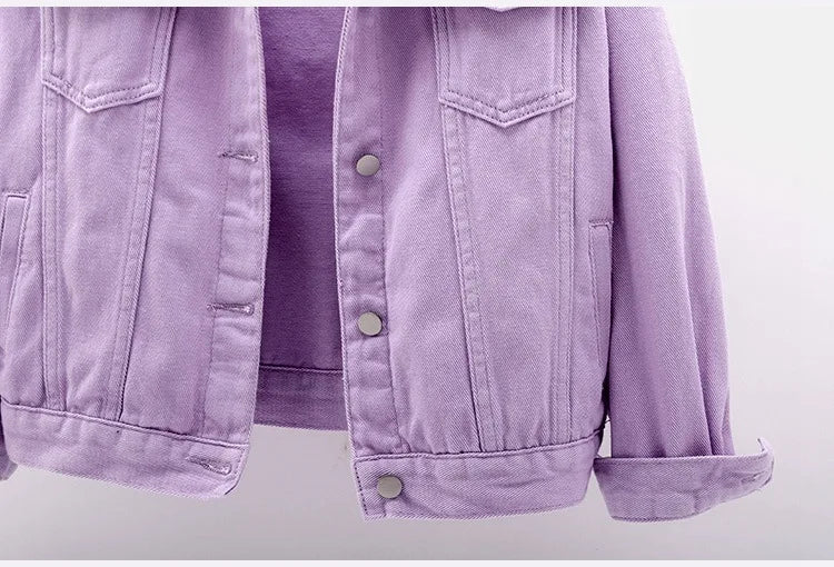 Classic Denim Jacket Women Jeans 2023 Jean Boyfriend Jackets for Women Oversize Loose Coat Veste Femme Purple White Yellow Mujer