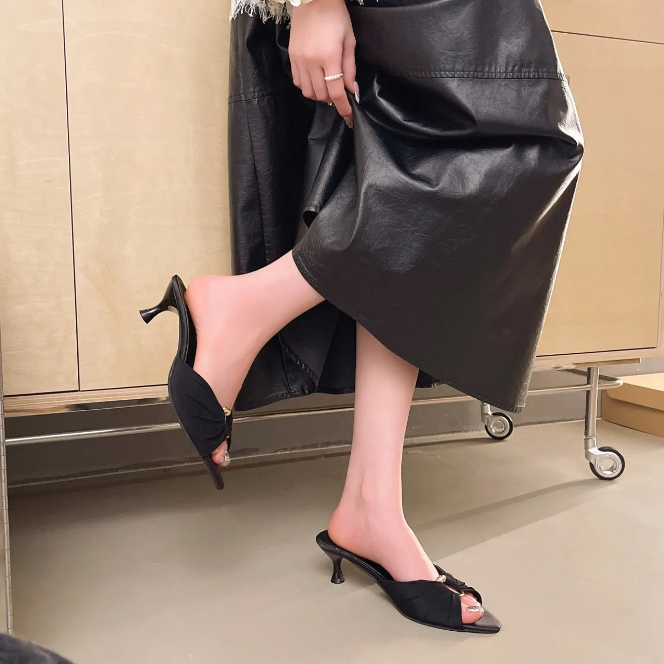 Women Summer Lightweight Slippers Elegant Open Toe Thin Heels Party Stripper Mules Female Slides Shoes Luxury High Heel Sandals