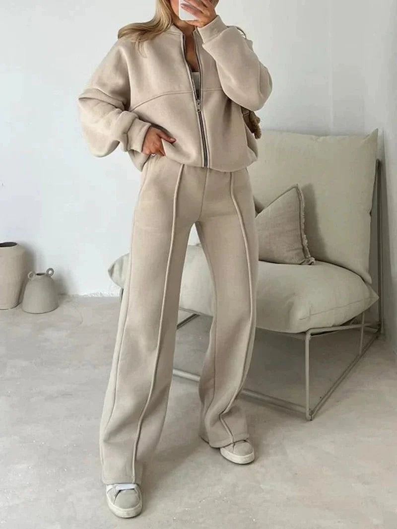 2025 Sweatshirt Two-piece Suit Women's Casual Sports Sets Autumn Winter Zip-up Short Coat Straight Trousers 2-piece Sets S-5XL