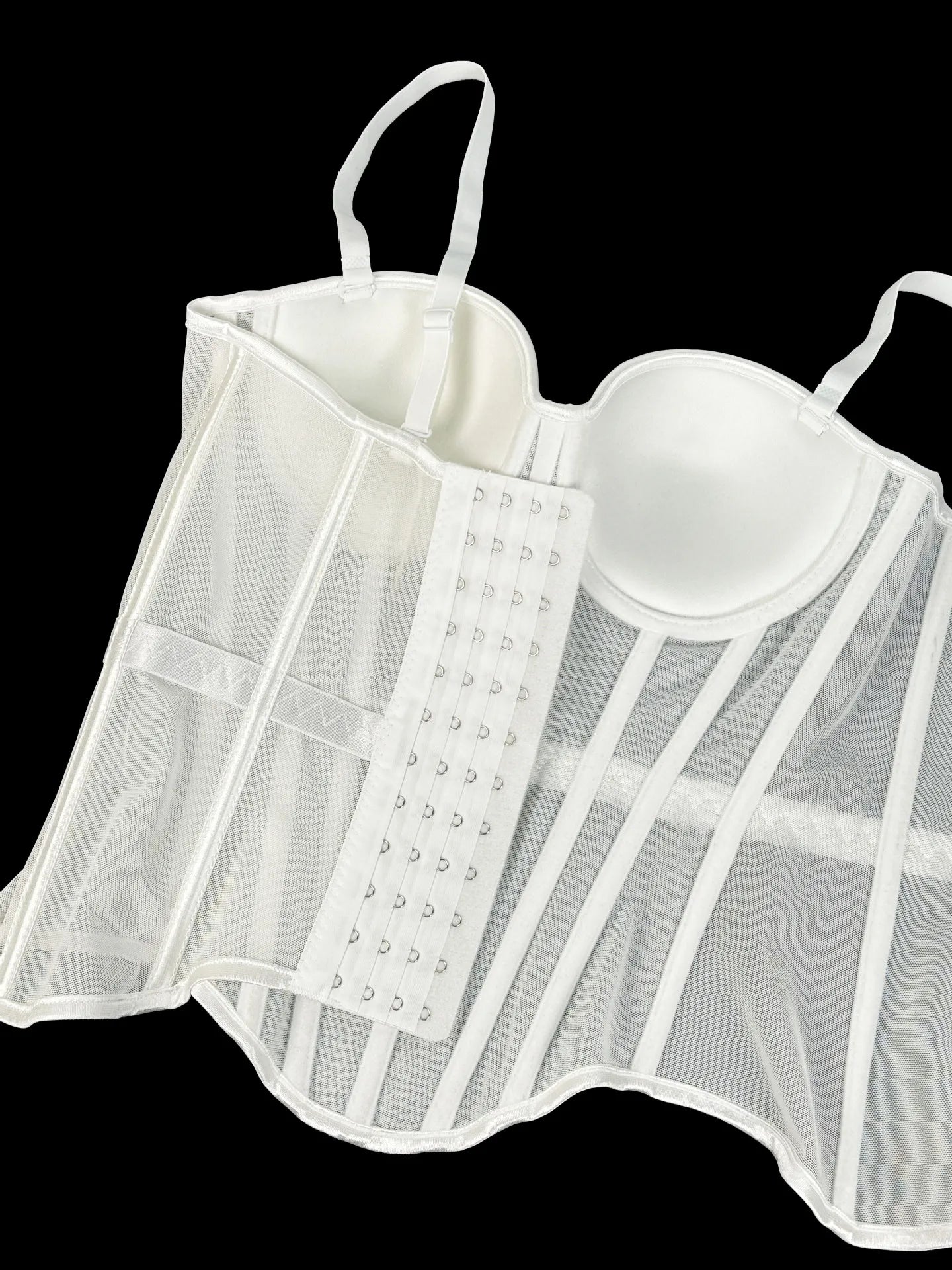 Transparent Mesh Sexy Waisted Lady Corset Elegant Shaping Women Bustier Girls Slim Evening Wear Crops Top Lady Short Body Shaper