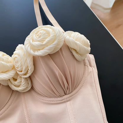 Women Camis Crop Top Tube Top Stereoscopic Floral Pattern Pure and Spicy Appeal Ideal as Base Layer or Outerwear Option