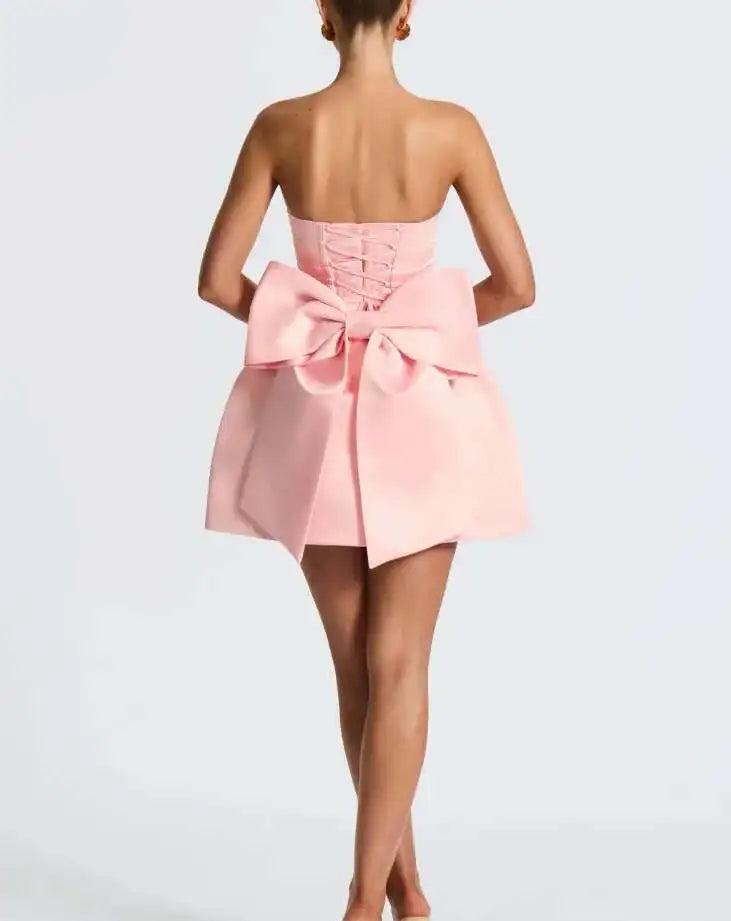 Townlike Bow Backless Nightclub Sexy Party Dress Women Mini 2025 Spring Summer Dress Strapless Slim Bodycon Dresses