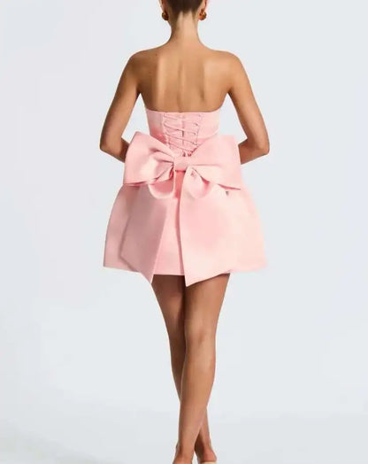 Townlike Bow Backless Nightclub Sexy Party Dress Women Mini 2025 Spring Summer Dress Strapless Slim Bodycon Dresses