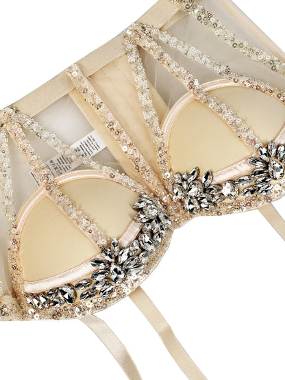 Rhinestones Female Corset Top Women Camis Nightclub Pearls Short Chest Binder Sexy Camisole Mujer Lingerie Tube Bra Debardeur