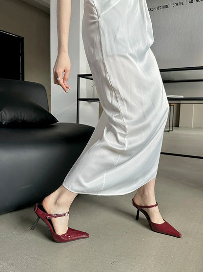 Eilyken New Design High Heels Woman Pumps  Buckle Strap Mules Slippers Sexy Pointed Toe Wedding Banquet Female Shoes