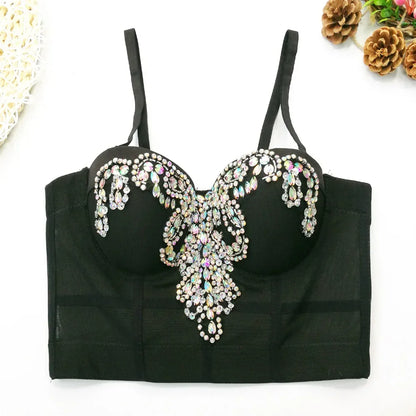 Women Tank Tops Sexy Sequined Diamond Bra Woman Clothes Push Up Bustier Club y2k Crop Top Party Ladies Corset Blusas Ropa Mujer
