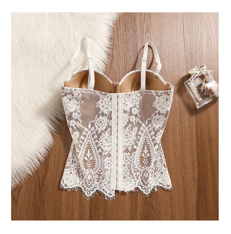 Floral Lace Lady Bustier Elegant Shaping Sexy Lace Women Corset Girls Slim Evening Wear Crops Lady Short Sweet Body Shaper Top