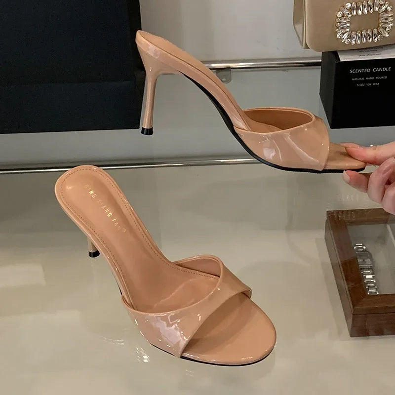 2025 New Slip On Women Stiletto Heels Shoes Luxury Fashion Round Toe Ladies High Heels Pumps Shoes Female Slides Footwear