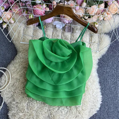 Spaghetti Strap Tank Top for Women New Arrival Slash Neck Tulle Bare Midriff Skinny Camis Summer Versatile Gallus Dropshipping