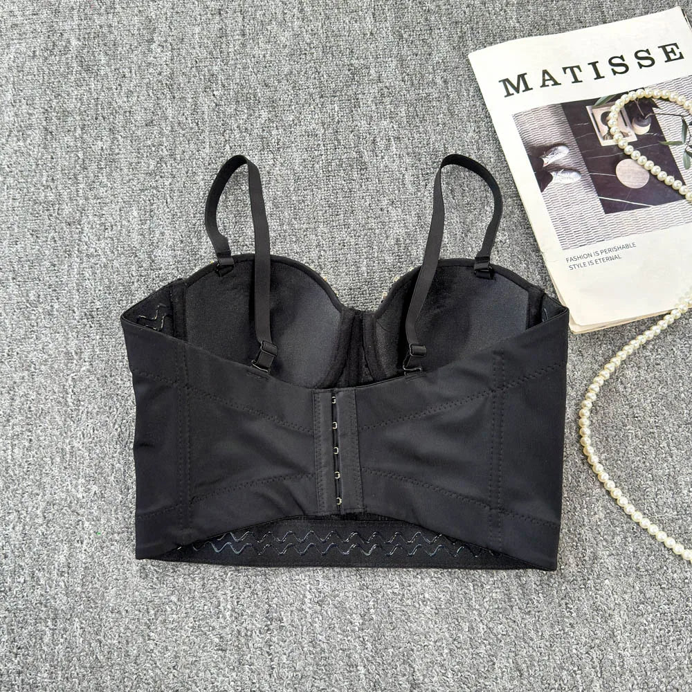 Sexy Club Dancing Csole Diamond Embellied ort Vest Inner Wear Outerwear Trendy Fibone Bra Top Women's Vest