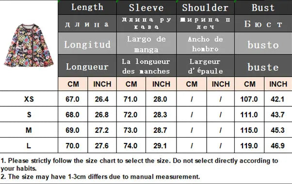 HH Floral Print Jacket For Women Autumn Quilted Reversible Cotton Coat Cardigan Long Sleeve Jackets Elegant Woman Streetwear
