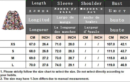 HH Floral Print Jacket For Women Autumn Quilted Reversible Cotton Coat Cardigan Long Sleeve Jackets Elegant Woman Streetwear