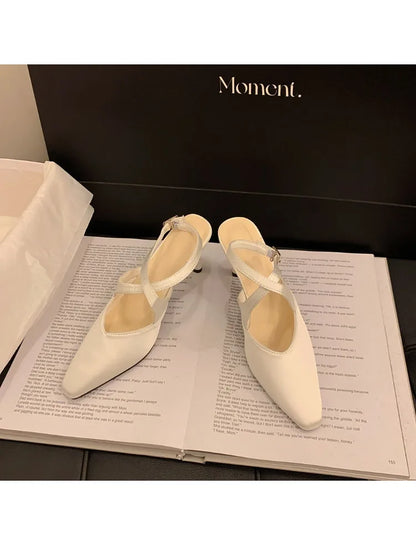 Designer Luxury Summer High Heel Women Sandals Fashion Cross Ankle Strap Singbacks Pumps Elegant Party Dancing Female Sandalias