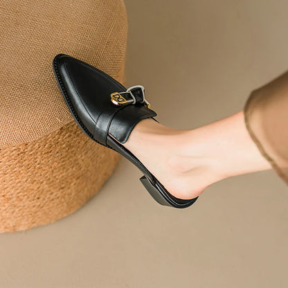 Dilalula 2025 French Style Genuine Leather Sandals Women Covered Toe Butterfly Knot Party Dating Sandals Office Ladies Pumps