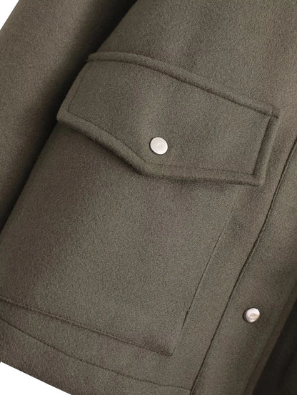 HH Jackets For Womens Autumn Fashion Solid Front Pockets Button Long Sleeve Jacket Elegant Woman Casual Outerwear Coat