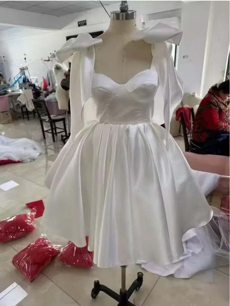Sexy Made Mini Prom Dresses Sweetheart Stain Lace Up Party Ball Gowns With Bow Cocktail Dresses Celebrate Dresses For Girls
