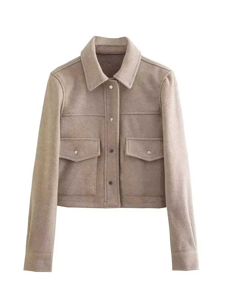 HH Jackets For Womens Autumn Fashion Solid Front Pockets Button Long Sleeve Jacket Elegant Woman Casual Outerwear Coat