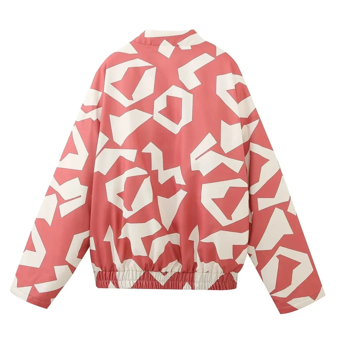 HH Floral Print Jacket For Women Autumn Quilted Reversible Cotton Coat Cardigan Long Sleeve Jackets Elegant Woman Streetwear