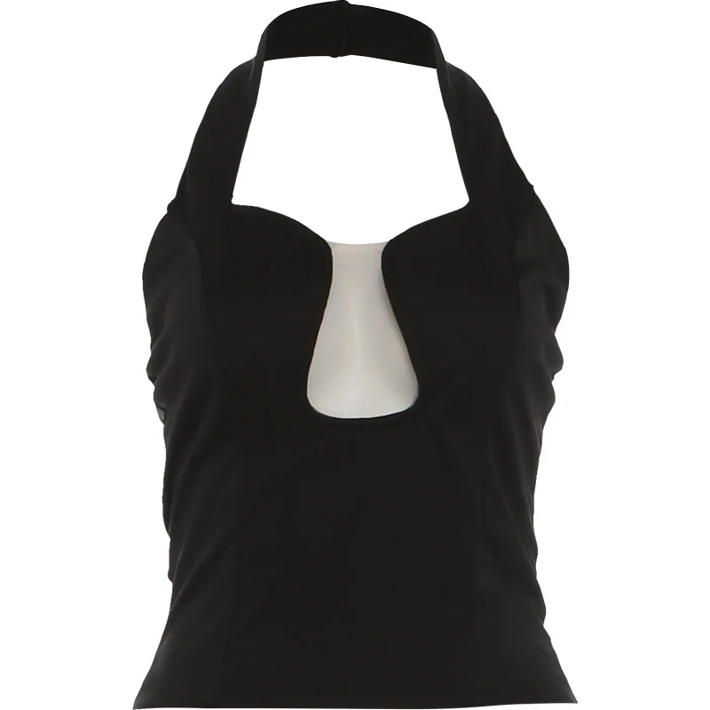 Weird Puss Sexy Halter Tank Top Women Classic Trend Backless Sleeveless Low Neck Stretch Wild Coquette Midnight Party Clubwear