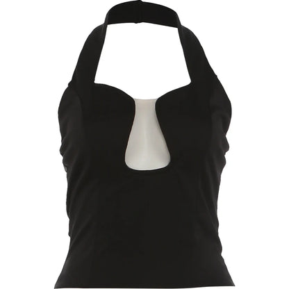 Weird Puss Sexy Halter Tank Top Women Classic Trend Backless Sleeveless Low Neck Stretch Wild Coquette Midnight Party Clubwear