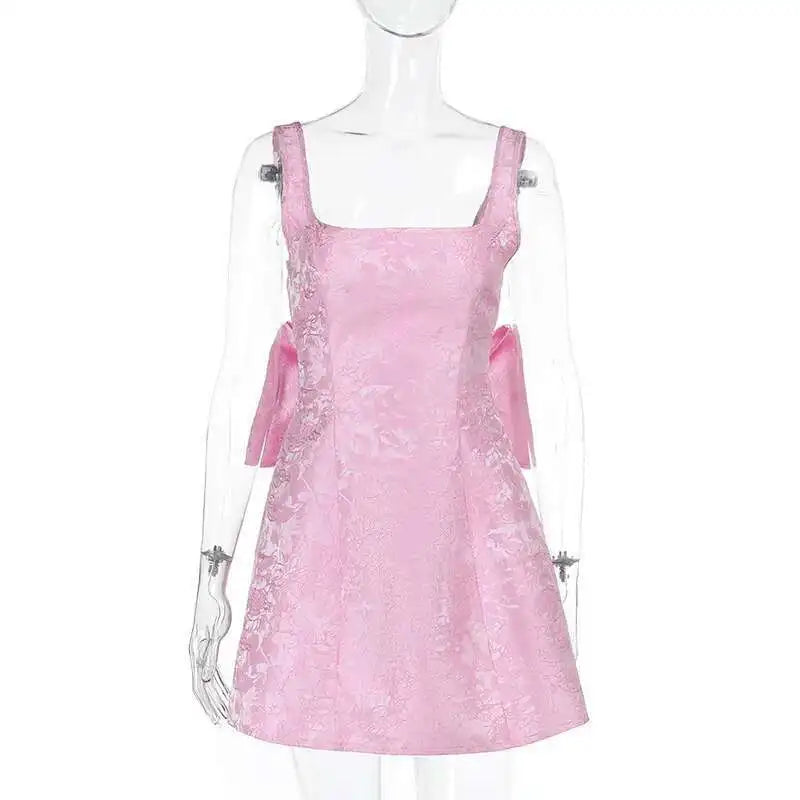 Avrilyaan Bow Spaghetti Strap Backless Sexy A-line Dress Women Strapless Party Dress Elegant Bodycon Mini Summer Dress Vestidos