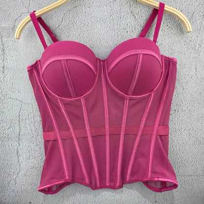 Transparent Mesh Sexy Waisted Lady Corset Elegant Shaping Women Bustier Girls Slim Evening Wear Crops Top Lady Short Body Shaper