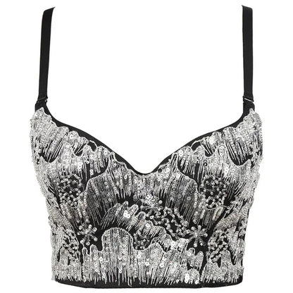 Faionable Street Sle Sequin Slim Tank Top Women's Casual Bright Spangles Strap Vest Ladies' Polyester Streetwear