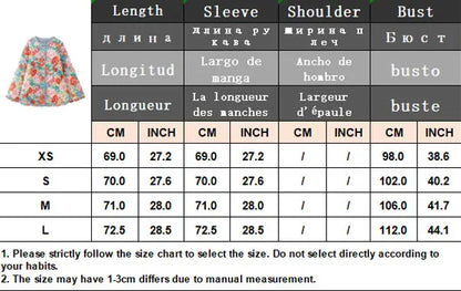 HH Floral Print Jacket For Women Autumn Quilted Reversible Cotton Coat Cardigan Long Sleeve Jackets Elegant Woman Streetwear