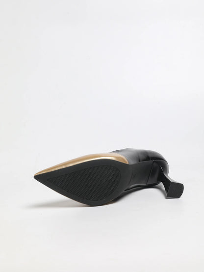 Genuine Leather French-Style Pointed-Toe Low-Cut Sexy Flats, New Color-Block Fashion Versatile Elegant High Heels