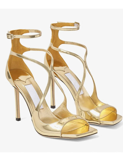 2026Ladies' Summer New Fashionable High-heeled Open Toed Sandals Square Toe Party Sexy 34-43Large Women's Shoes