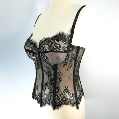 Transparent Mesh Sexy Waisted Lady Corset Elegant Shaping Women Bustier Girls Slim Evening Wear Crops Top Lady Short Body Shaper