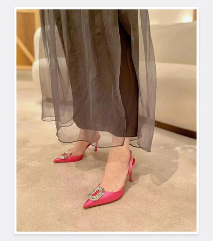 Water Diamond Buckle Toe Sandals 2026 New Pointed Thin Heel Hollow Banquet High Heels Platform Sandals Women Shoes