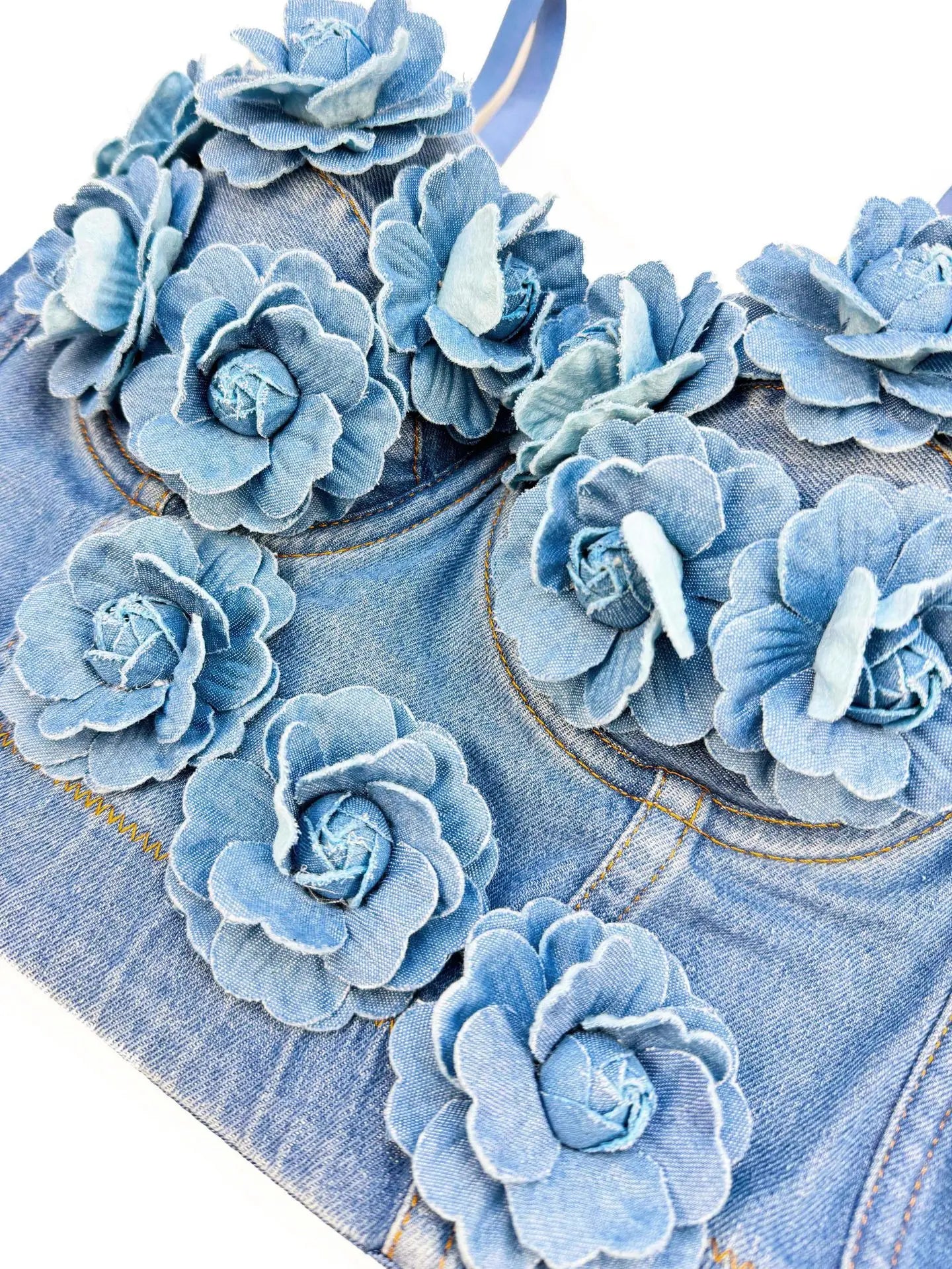 Sexy Beachwear Corset 3D Floral Applique Cute Women Deading Design Bustier Ladies Event Party Crop Top Short French Sweet Cami