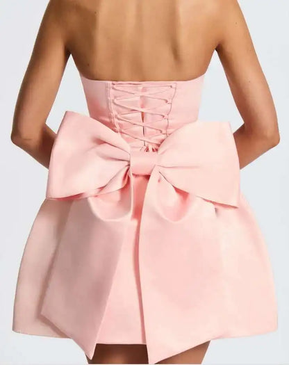 Townlike Bow Backless Nightclub Sexy Party Dress Women Mini 2025 Spring Summer Dress Strapless Slim Bodycon Dresses