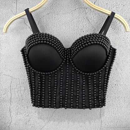 Ruili Pearl Pure Handmade Small Vest Sling Fashion Youth Body Sculpting Retro Solid Fish Bone Nightclub Performance Clothes