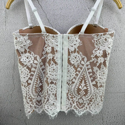 Floral Lace Lady Bustier Elegant Shaping Sexy Lace Women Corset Girls Slim Evening Wear Crops Lady Short Sweet Body Shaper Top