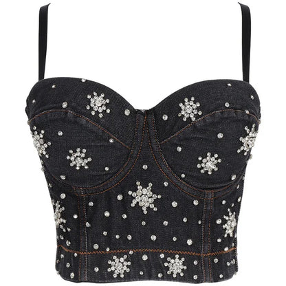 Faionable Street Sle Sequin Slim Tank Top Women's Casual Bright Spangles Strap Vest Ladies' Polyester Streetwear