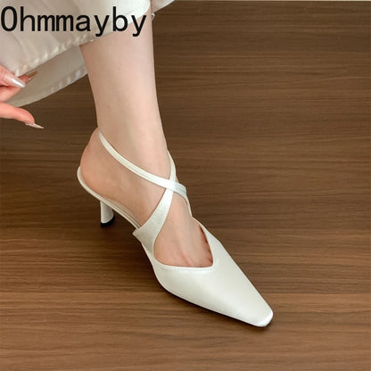 Designer Luxury Summer High Heel Women Sandals Fashion Cross Ankle Strap Singbacks Pumps Elegant Party Dancing Female Sandalias