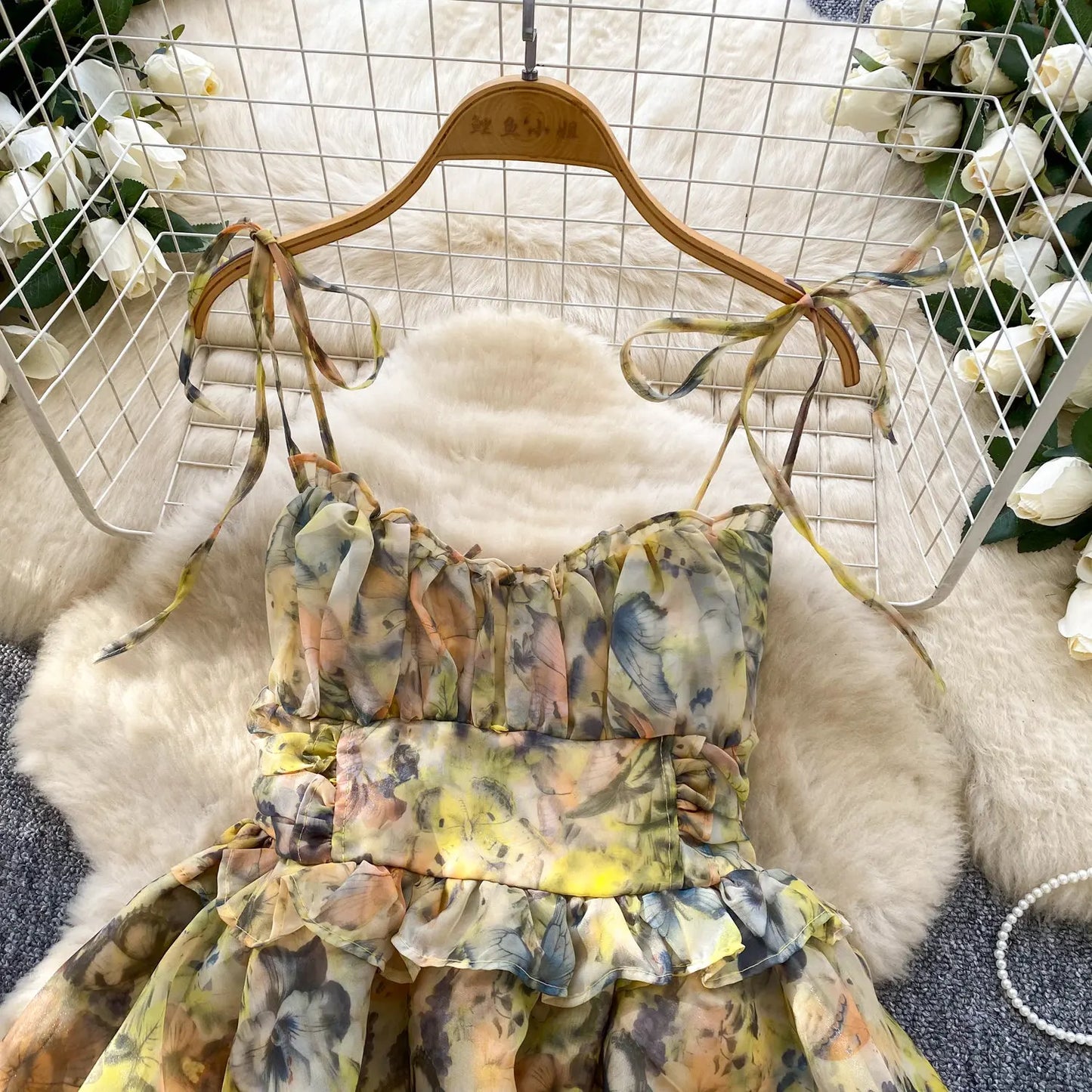 SINGREINY Holiday Print Flowy Birthday Dress Women Strap Butterfly Vacation Cake Sundress Organza Luxury Party Short Dress