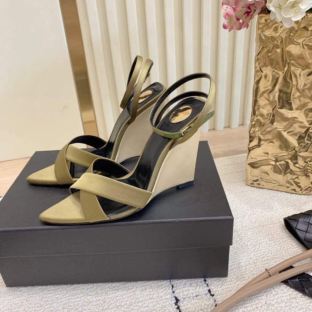 Luxury Women Pointed Toe High Heel Slippers Fashion Leopard Designer Print Mules Slide Ladies Evening Party Dress Sandalias