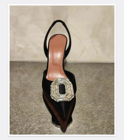 Water Diamond Buckle Toe Sandals 2026 New Pointed Thin Heel Hollow Banquet High Heels Platform Sandals Women Shoes