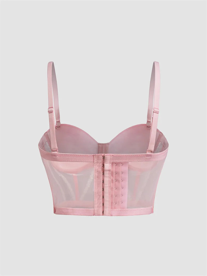 Fashion 2025 Women's Bikins White Diamonds Sling Feminine Short Crop Top Bungee Underwear Tank Tops Sexy Stage Costume Bras