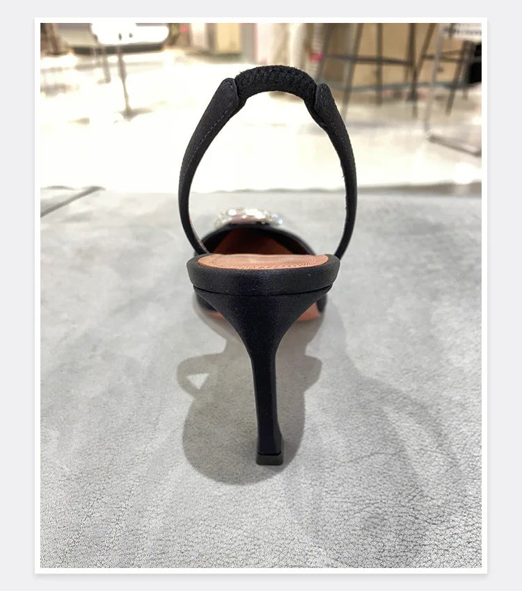 Water Diamond Buckle Toe Sandals 2026 New Pointed Thin Heel Hollow Banquet High Heels Platform Sandals Women Shoes