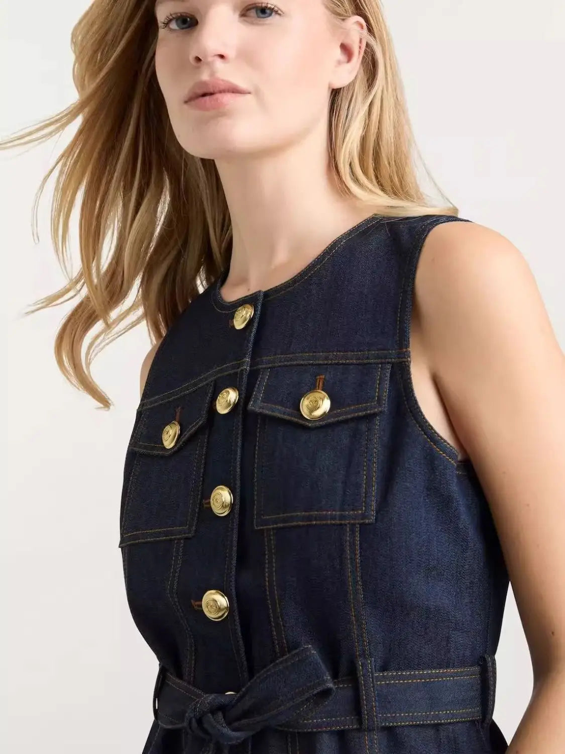 Denim suit spring and summer tops for women 2026 new style simple and elegant high-end denim fashionable style vest