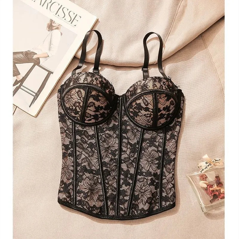 Floral Lace Lady Bustier Elegant Shaping Sexy Lace Women Corset Girls Slim Evening Wear Crops Lady Short Sweet Body Shaper Top