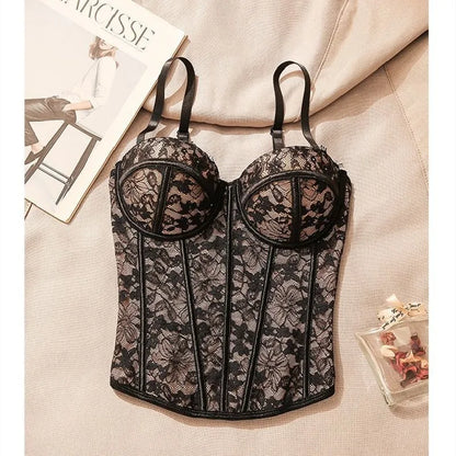 Floral Lace Lady Bustier Elegant Shaping Sexy Lace Women Corset Girls Slim Evening Wear Crops Lady Short Sweet Body Shaper Top