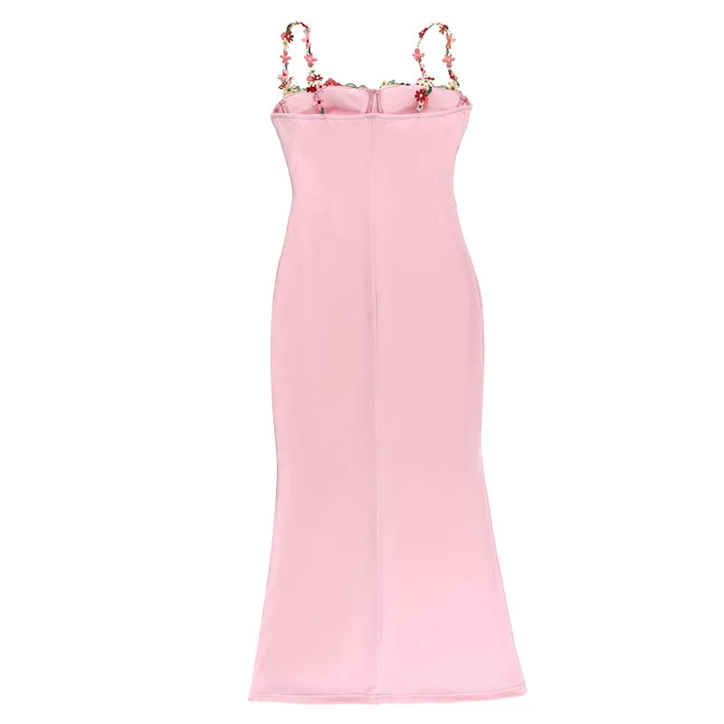 Y2K Sexy Sleeveless Backless Floral Women's Maxi Long Dress Lace-Up Bandage Bodycon Autumn Winter Party Club Dresses Outfit Gift