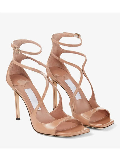 2026Ladies' Summer New Fashionable High-heeled Open Toed Sandals Square Toe Party Sexy 34-43Large Women's Shoes