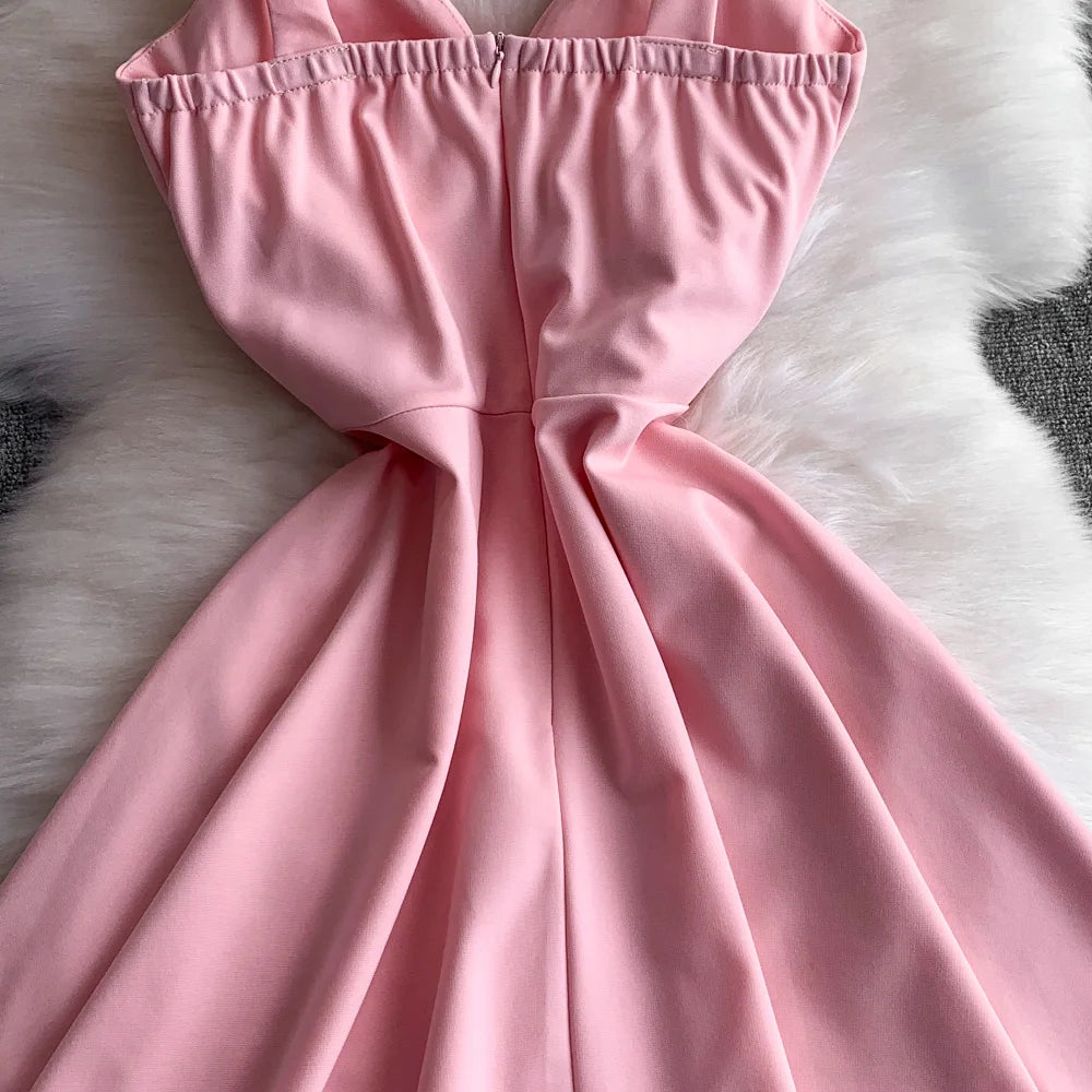 Chic V-neck  Ruched slim off shoulder  A-line High Waist Evening Party dress Women High Street ceremony dresses